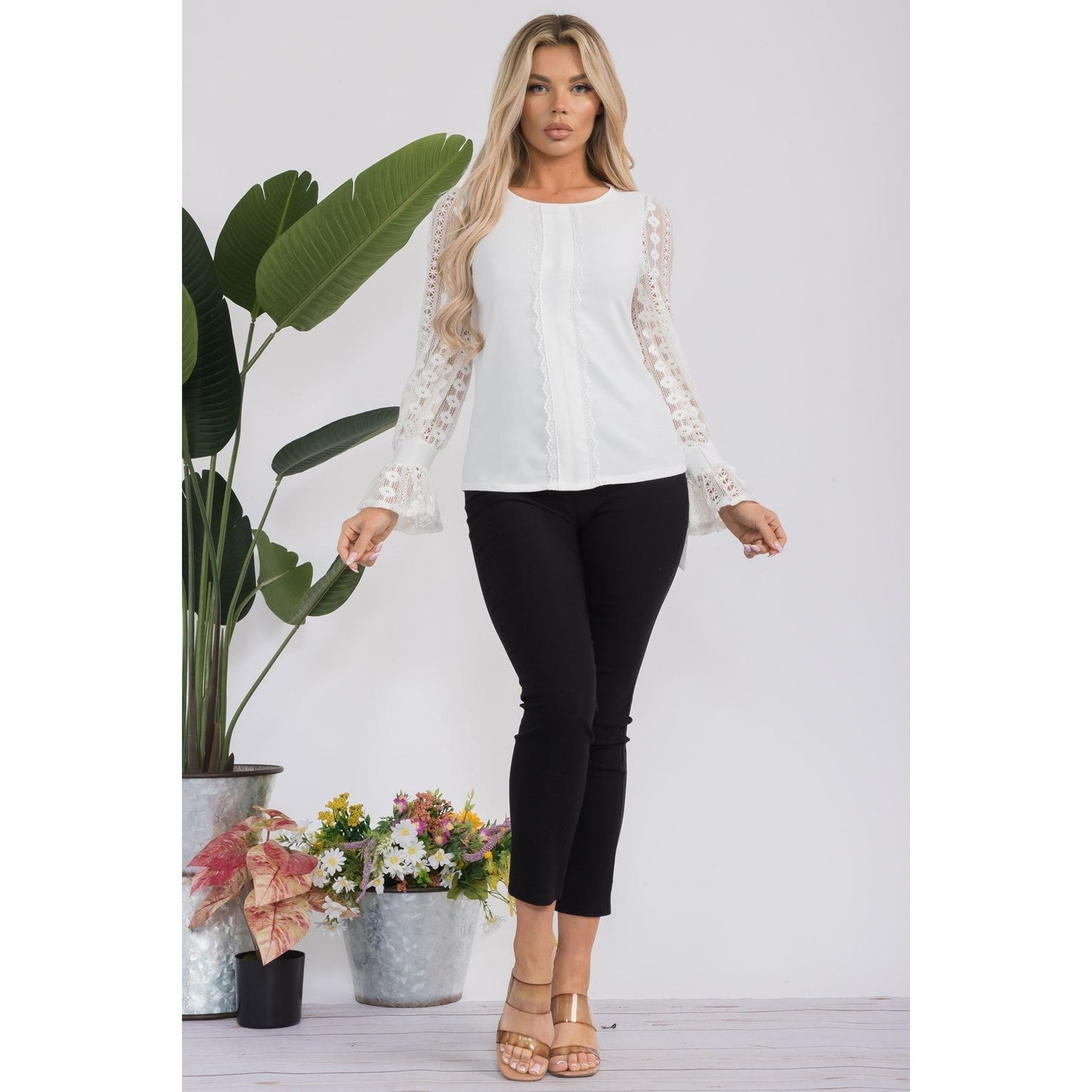 Round Neck Long Sleeve Top - HelenPam