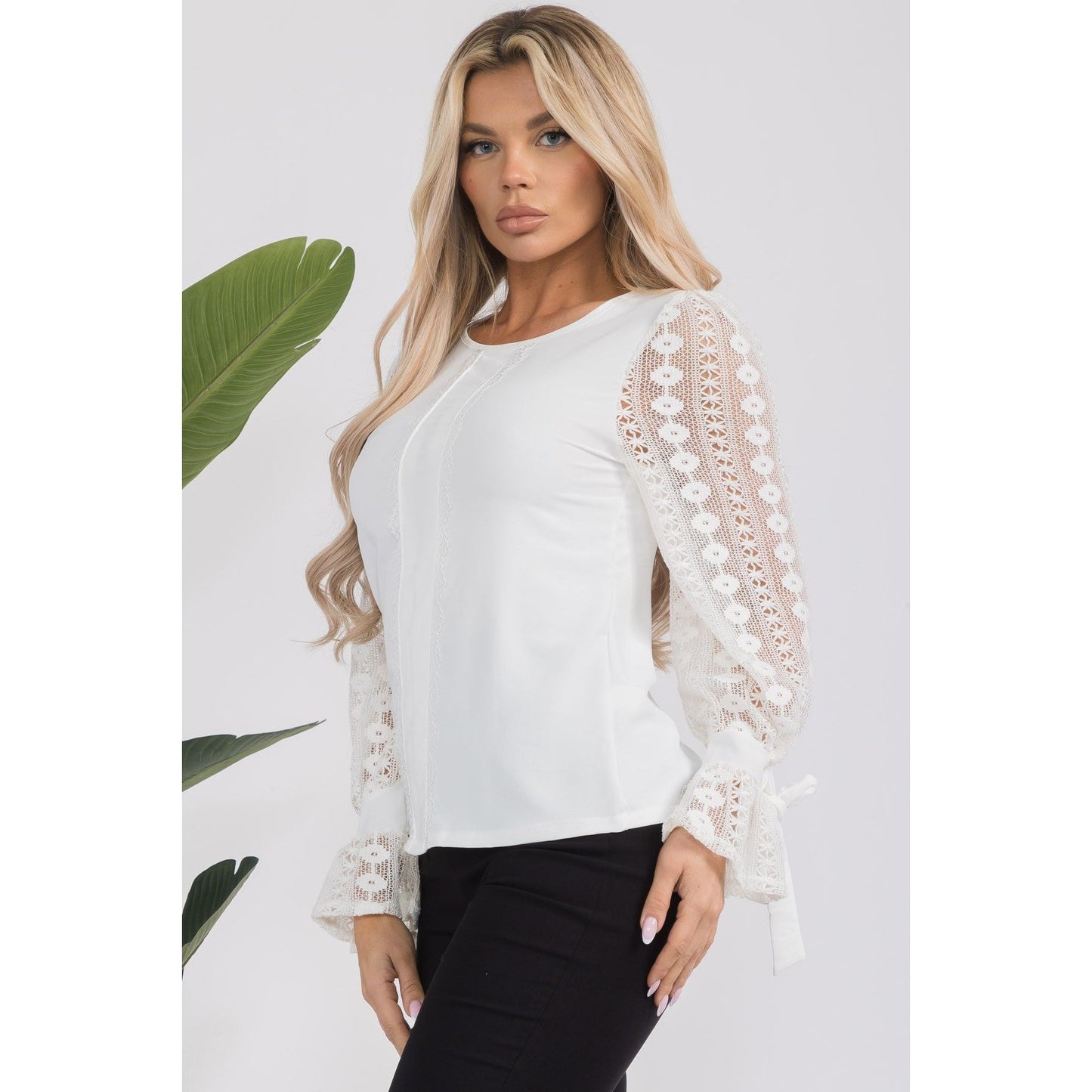Round Neck Long Sleeve Top - HelenPam