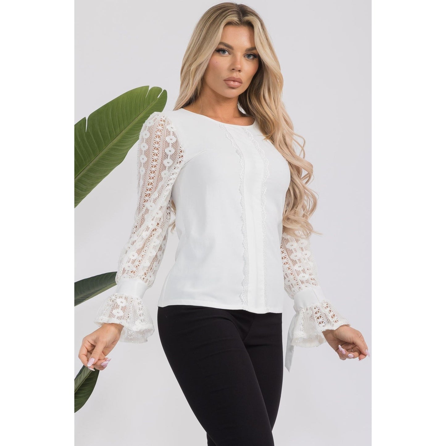 Round Neck Long Sleeve Top - HelenPam