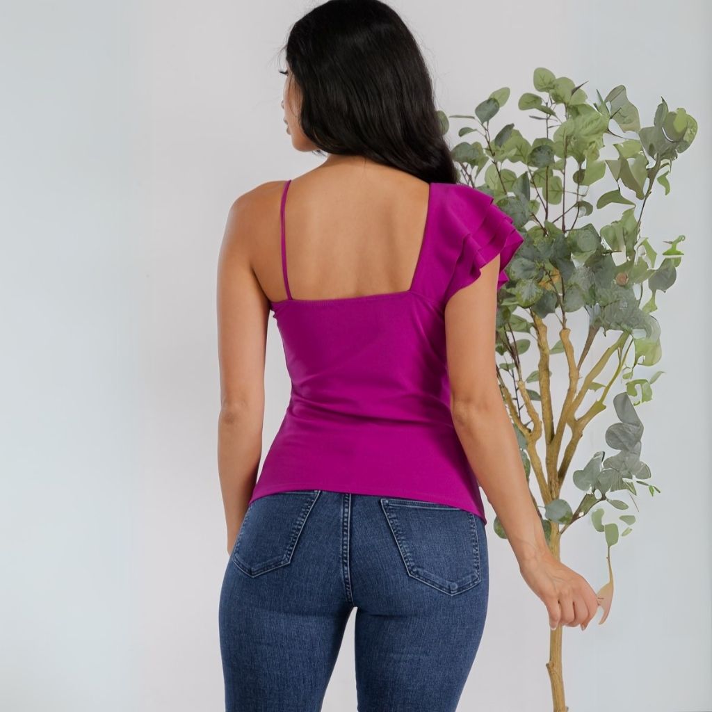 Asymmetric Ruffled Top - HelenPam