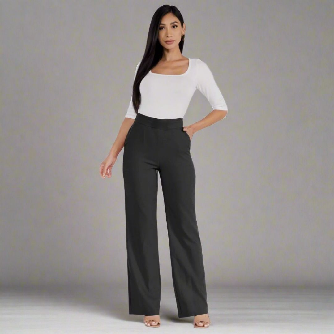 High Waist Straight Leg Pants - HelenPam