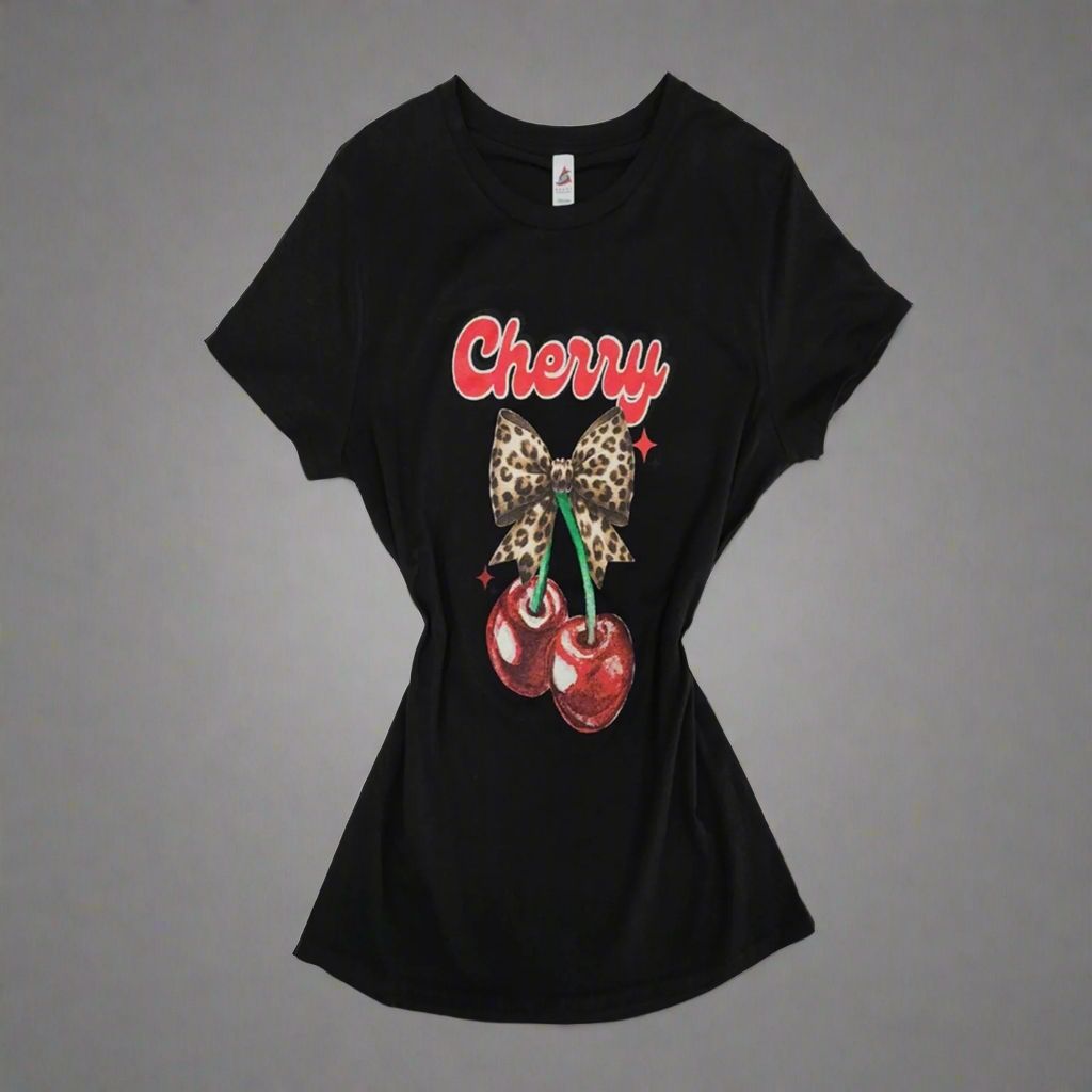 Cherry Bow-Tie Animal Print T-Shirt - HelenPam