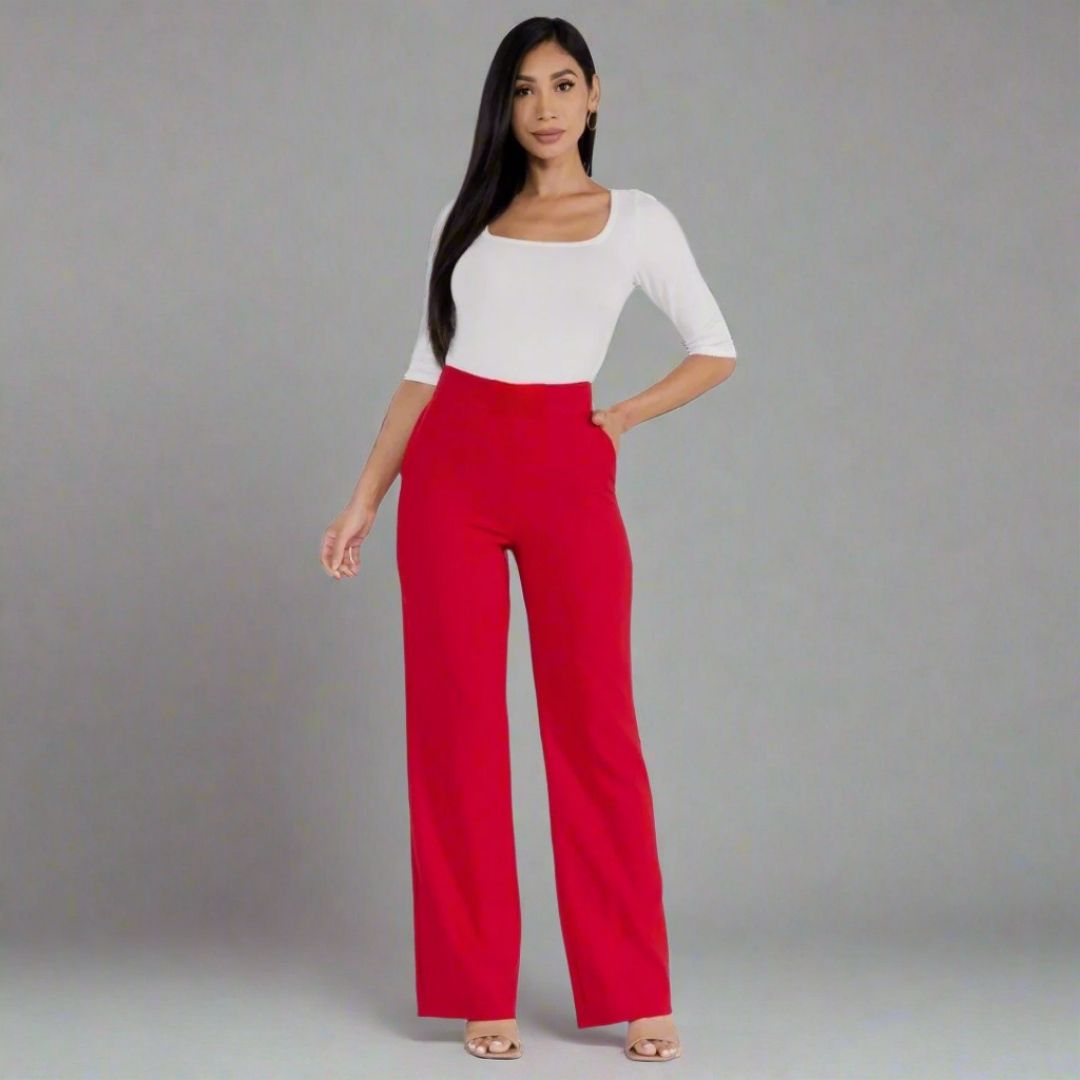 High Waist Straight Leg Pants - HelenPam