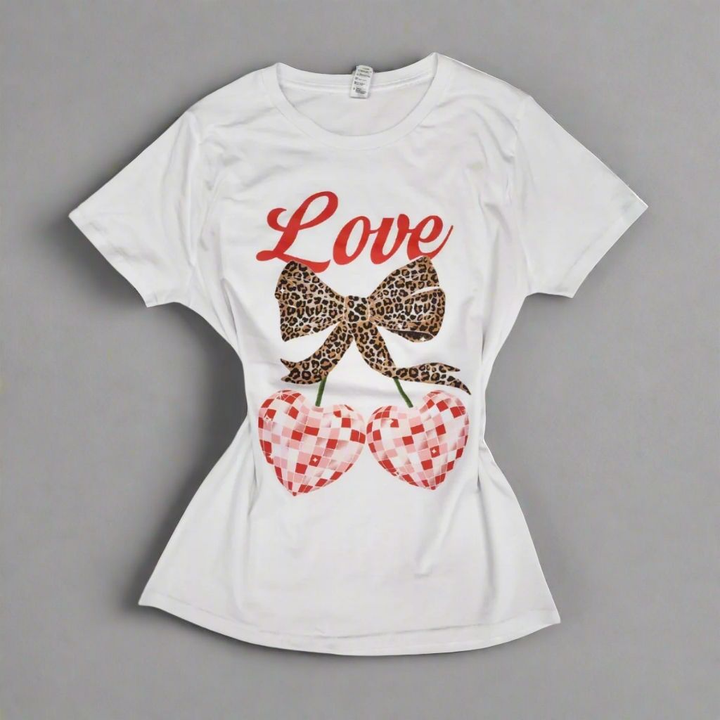 Ribbon-Heart Love T-Shirt - HelenPam