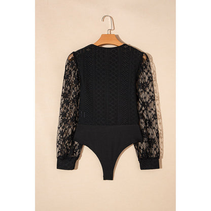 Eyelet Lace Long Sleeve Bodysuit