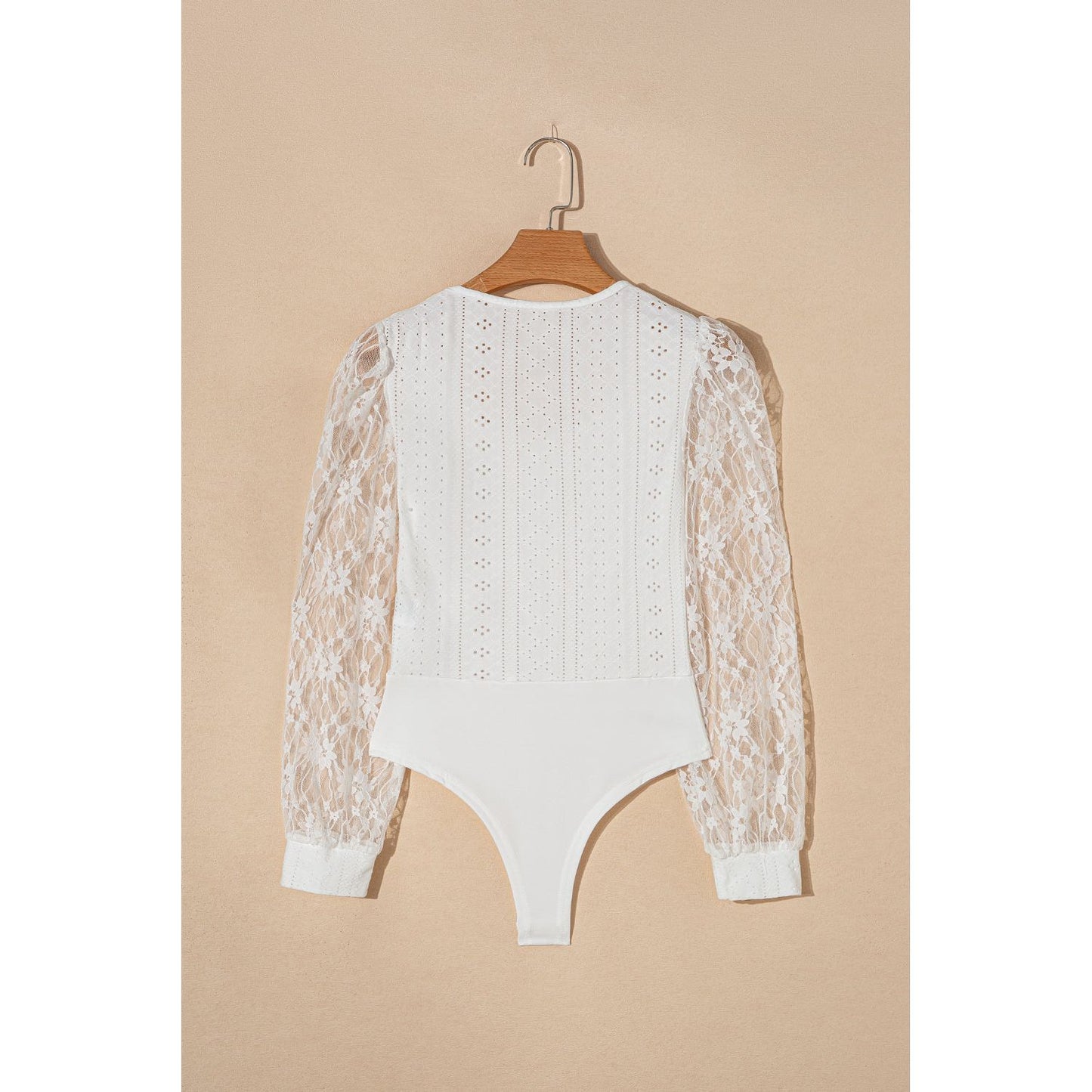 Eyelet Lace Long Sleeve Bodysuit