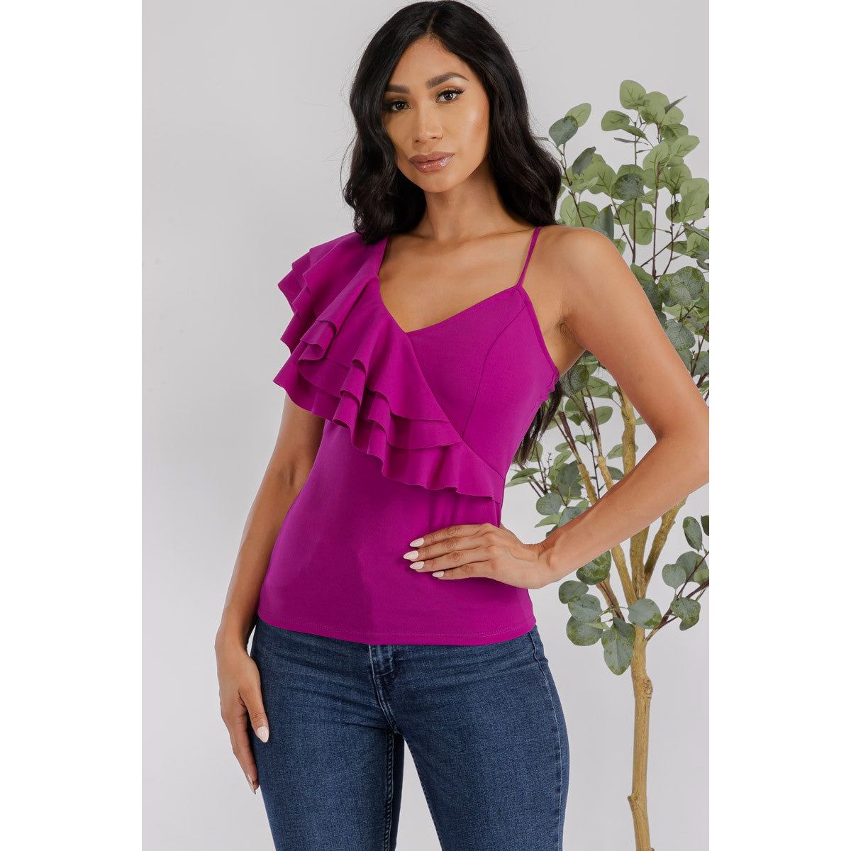 Asymmetric Ruffled Top