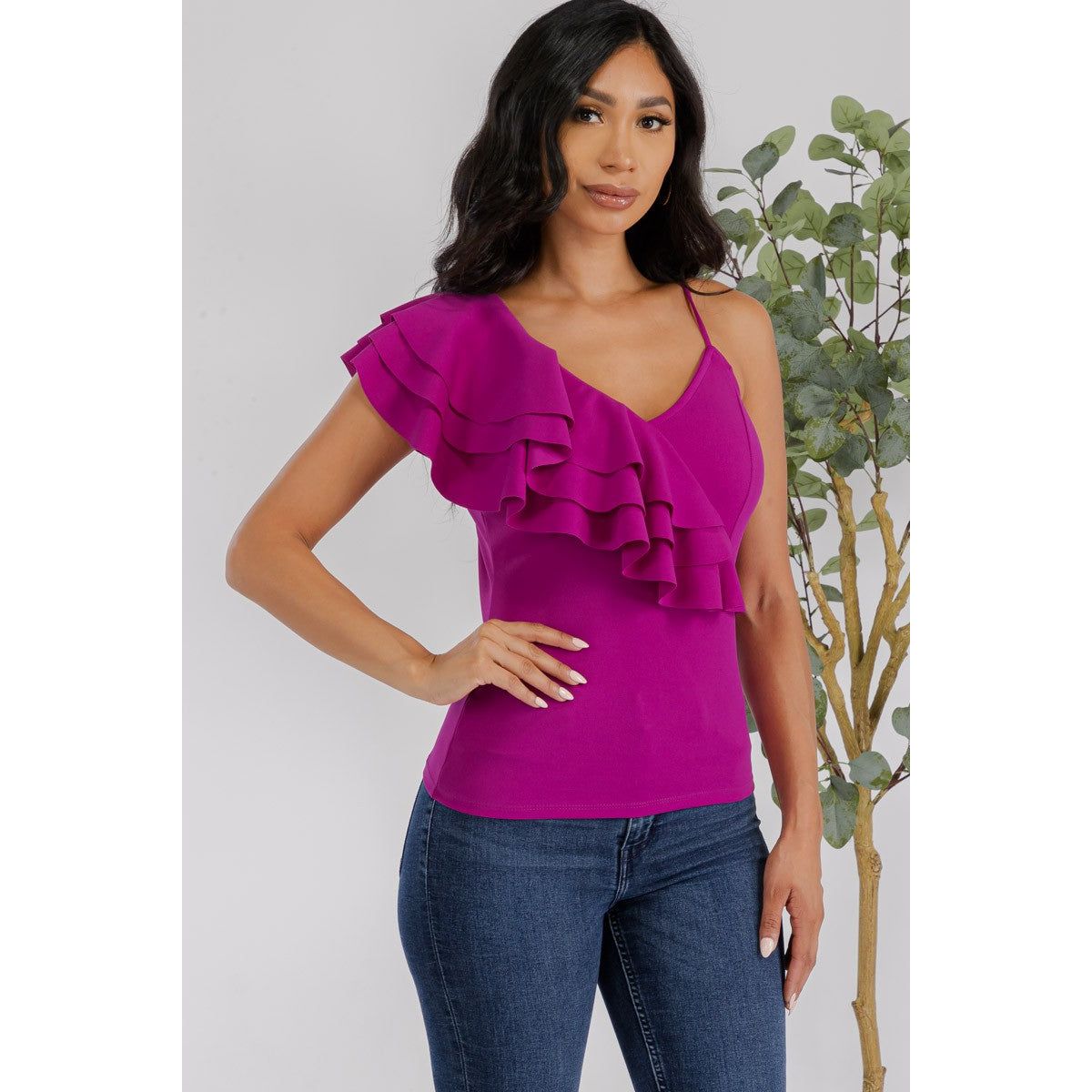 Asymmetric Ruffled Top