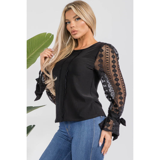 Round Neck Long Sleeve Top - HelenPam