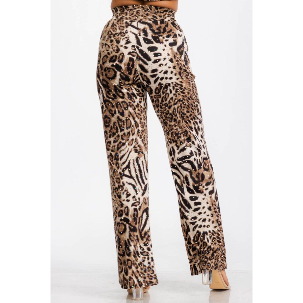 Elastic Waist Animal Print Stretch Pants