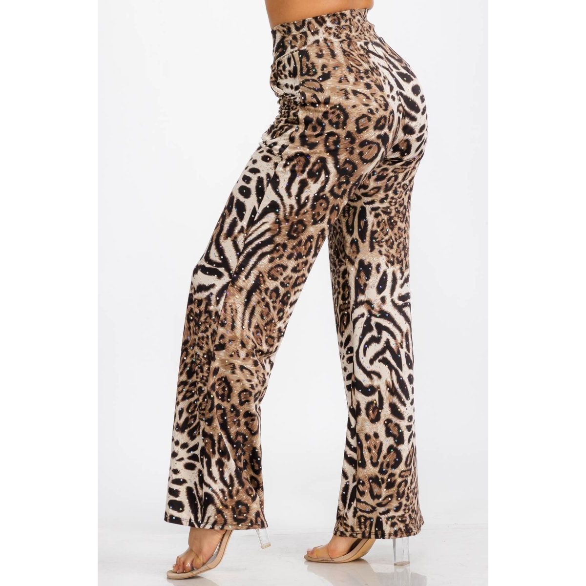 Elastic Waist Animal Print Stretch Pants