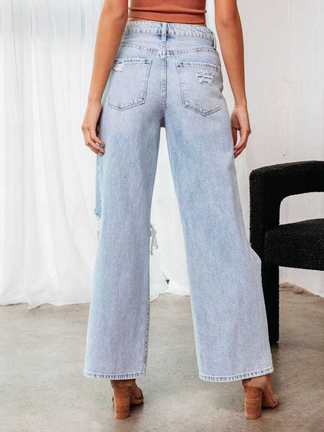 Distressed Wide Leg Jeans