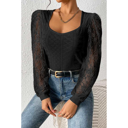 Eyelet Lace Long Sleeve Bodysuit