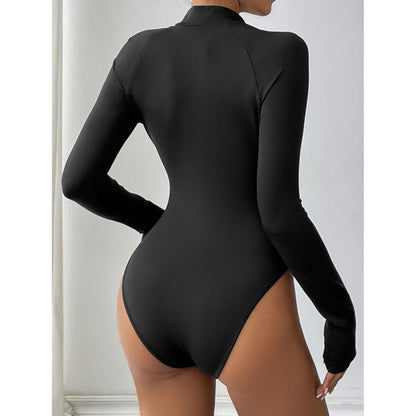 Perfee Half Zip Long Sleeve Bodysuit