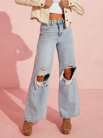 Distressed Wide Leg Jeans