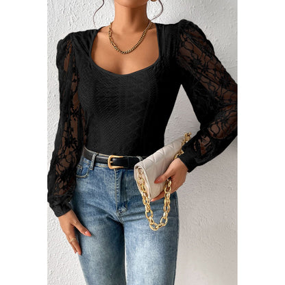 Eyelet Lace Long Sleeve Bodysuit