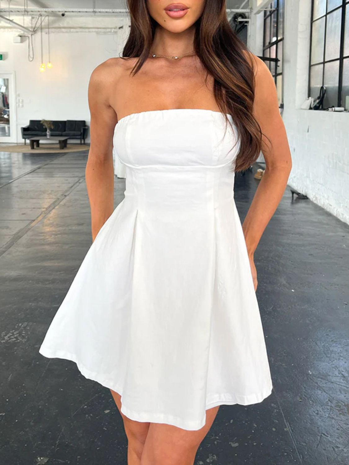 Bow Back Tube Mini Dress