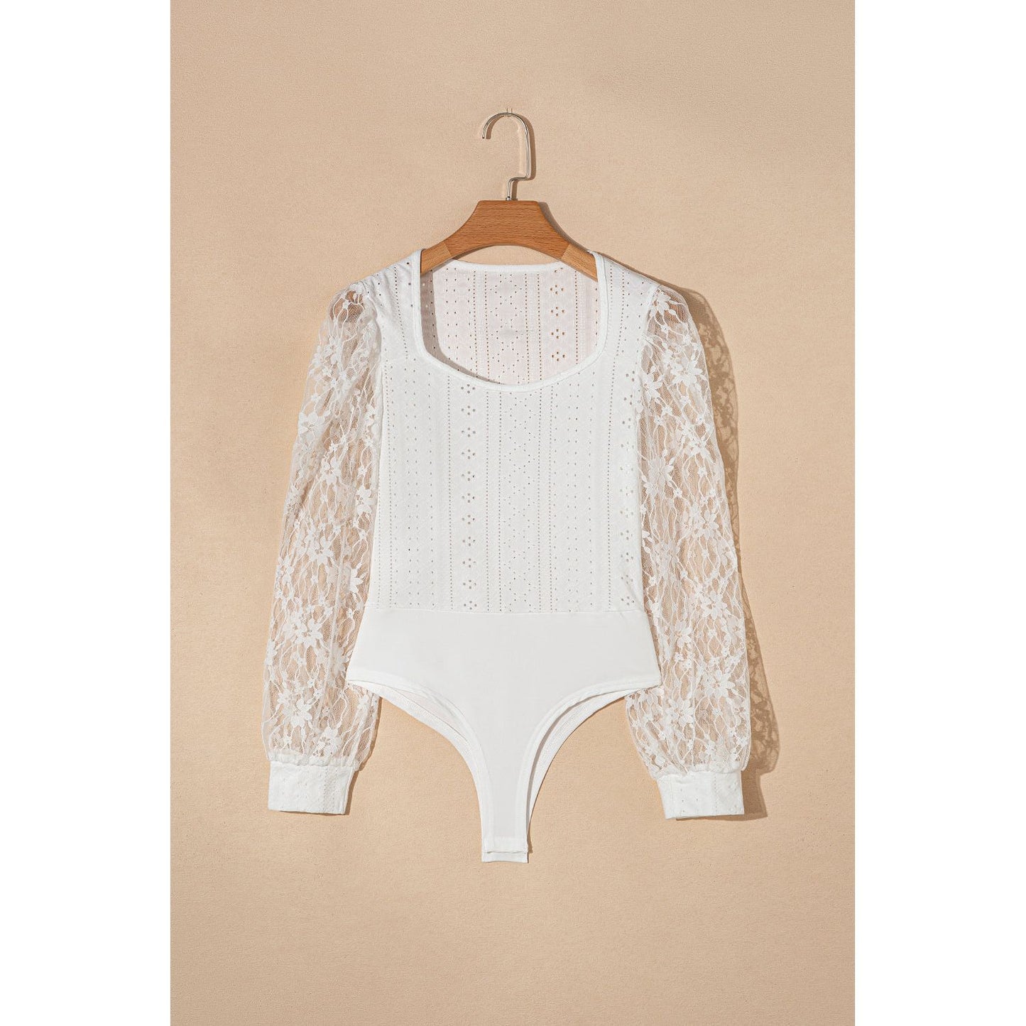 Eyelet Lace Long Sleeve Bodysuit