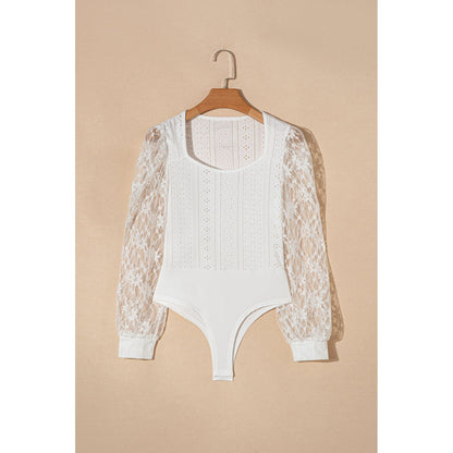 Eyelet Lace Long Sleeve Bodysuit