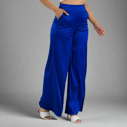 Satin Back Zipper Wide-Leg Pants