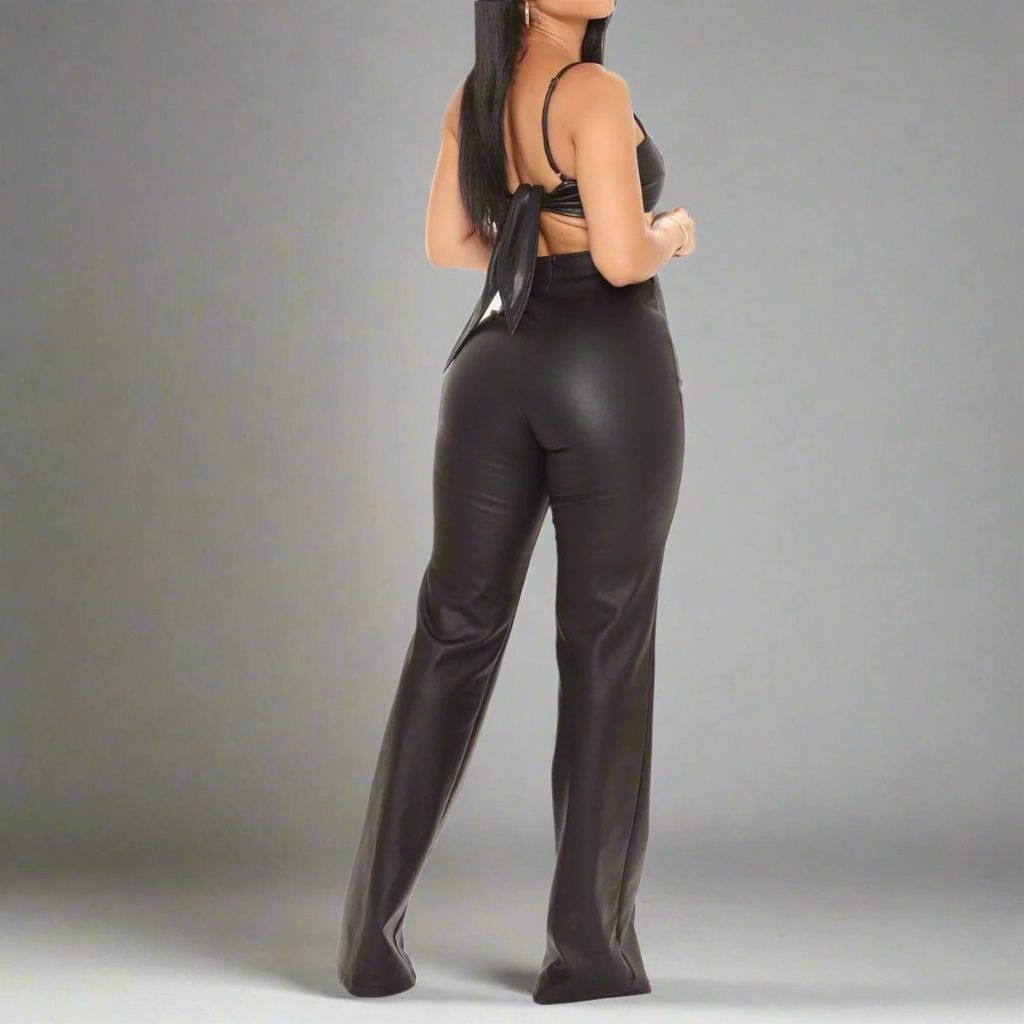 High Waist Leather Vinyl Pants