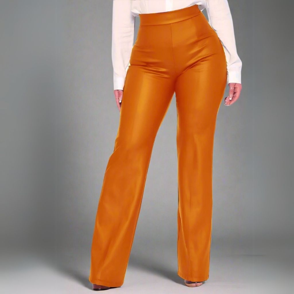 High Waist Leather Vinyl Pants