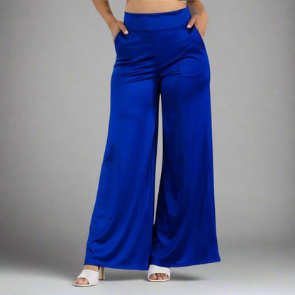 Satin Back Zipper Wide-Leg Pants