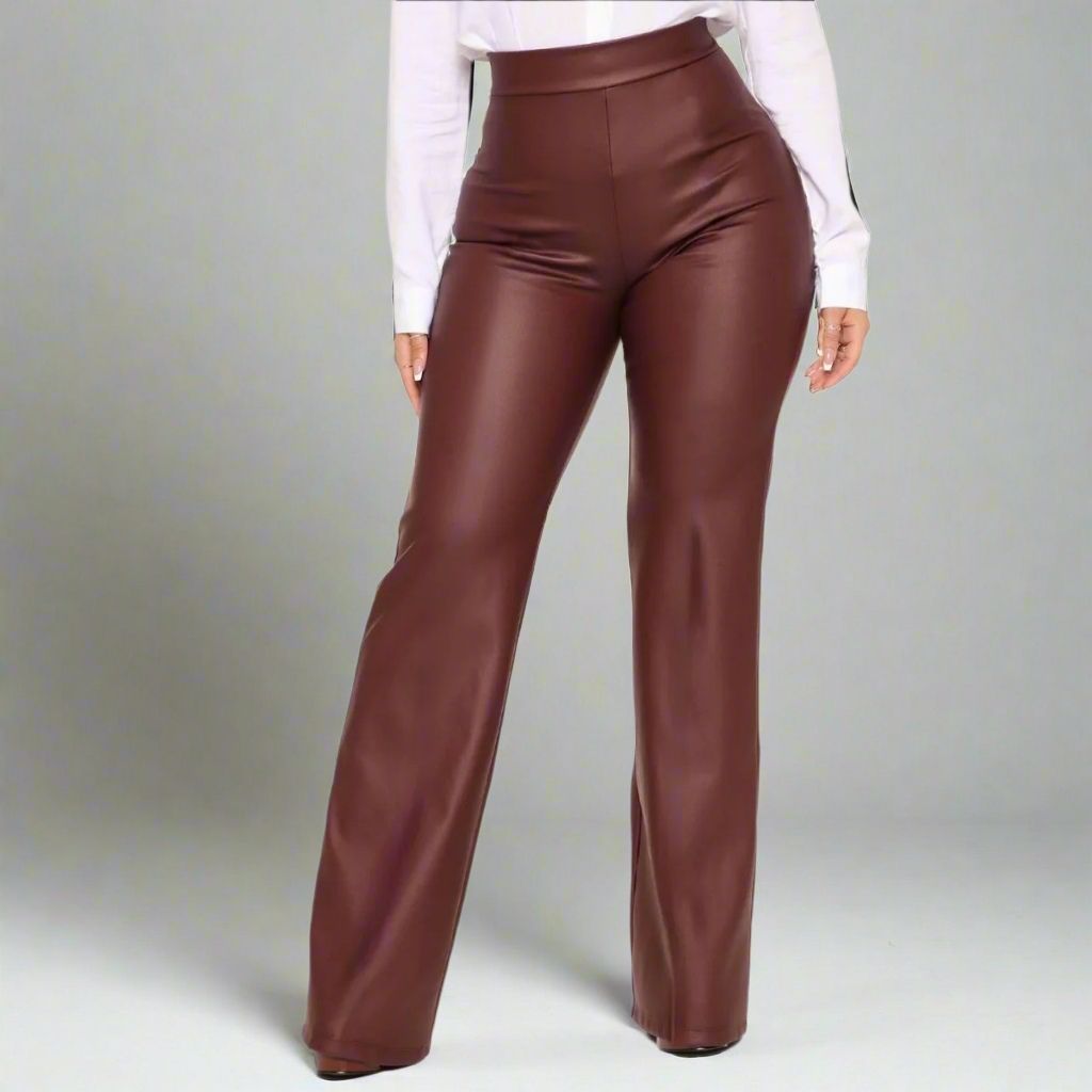 High Waist Leather Vinyl Pants