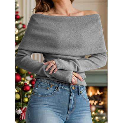 Off-Shoulder Long Sleeve Sweater