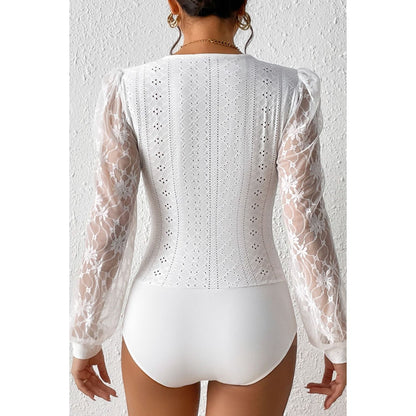 Eyelet Lace Long Sleeve Bodysuit