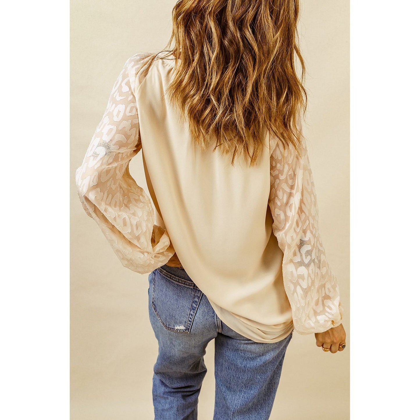 Tassel Tie Neck Long Sleeve Blouse