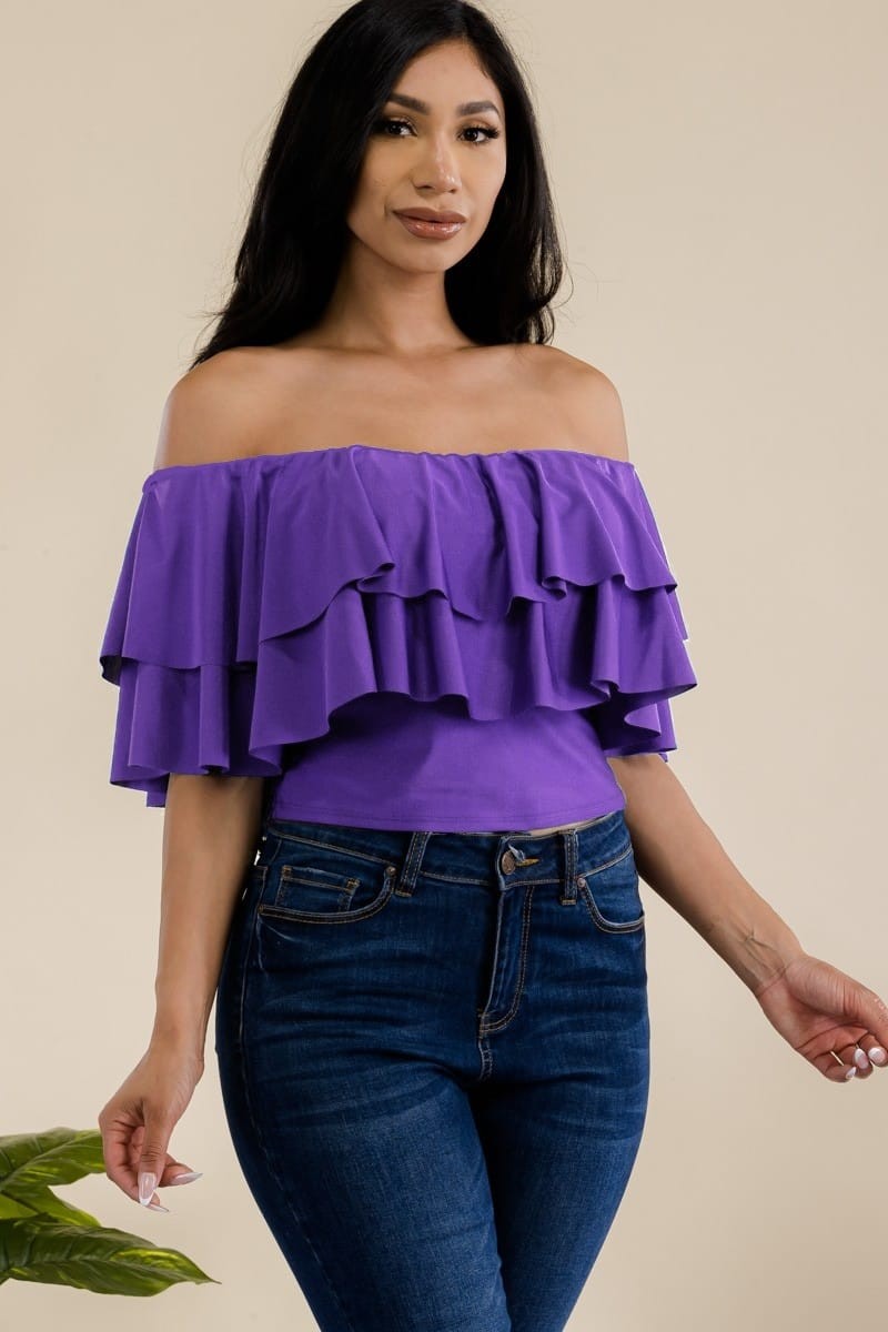 Off Shoulder Ruffled Top - HelenPam